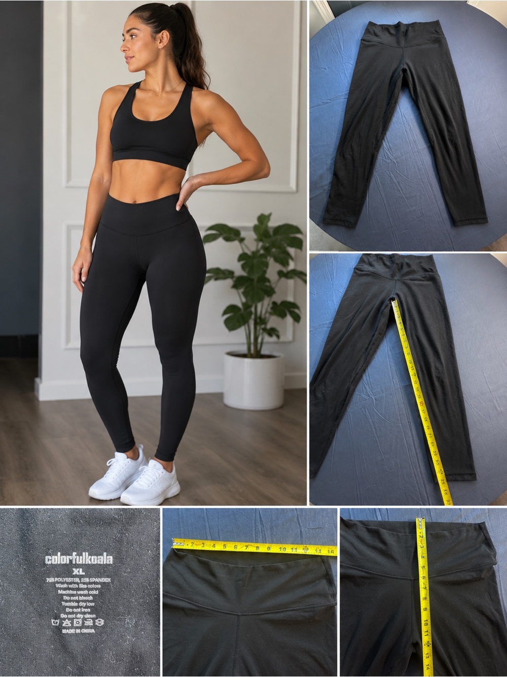Colorfulkoala Black High-Waist Active Leggings for Women